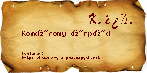 Komáromy Árpád névjegykártya